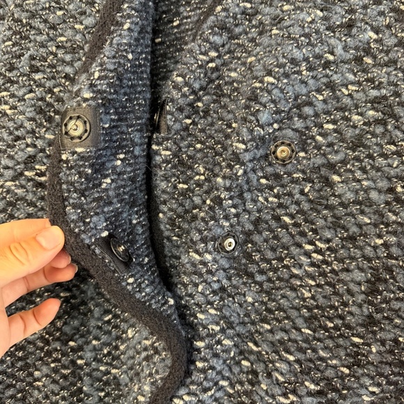 Armani Collezioni Womens Navy Blue Textured Tweed Knit Jacket Blazer Size 8 - Picture 7 of 13